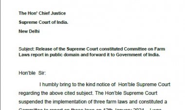 कृषि कानूनों पर सुप्रीम कोर्ट की समिति के सदस्य अनिल घनवत ने समिति की रिपोर्ट सार्वजनिक करने के लिए मुख्य न्यायाधीश को लिखी चिट्ठी