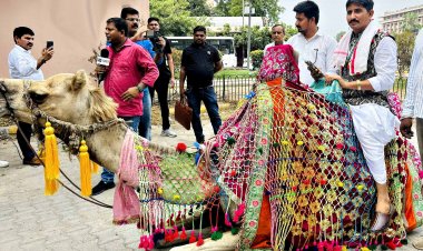 ट्रैक्टर के बाद ऊंट की सवारी, अब इस अंदाज में संसद पहुंचे आदिवासी नेता
